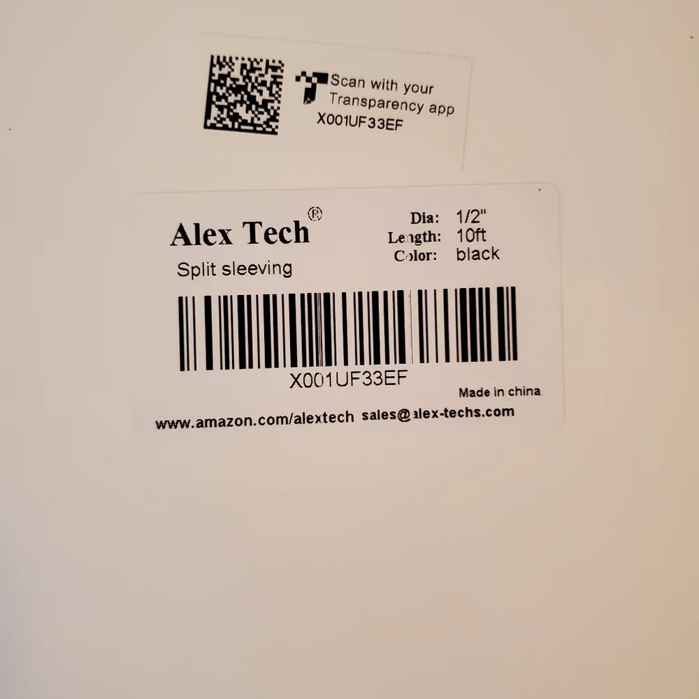Alec tech split sleeving. Wire covering. Black. 10ft length. 1/2 inch di…